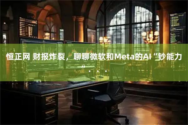 恒正网 财报炸裂，聊聊微软和Meta的AI“钞能力”．．．